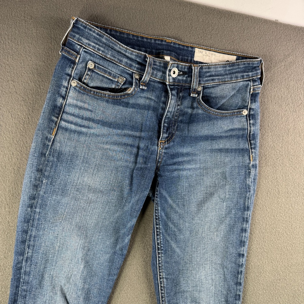 Rag & Bone Jeans Women 26 "Cate" Mid Rise Skinny Med Wash Fade Street Whisker - Picture 14 of 14
